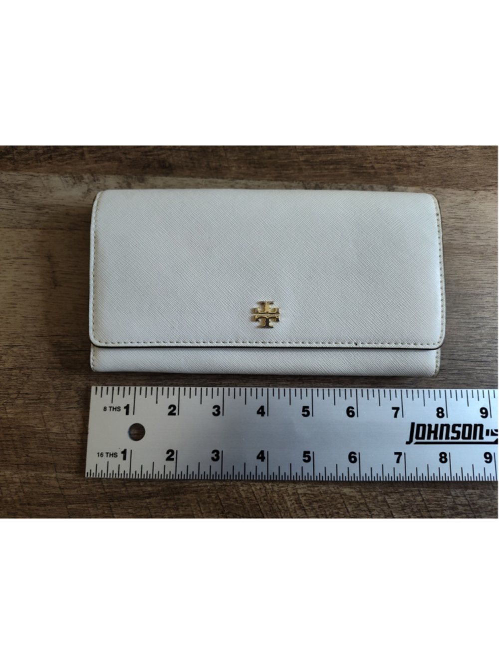 Women's Tory Burch Saffiano Leather Wallet - White & Gold - One Size